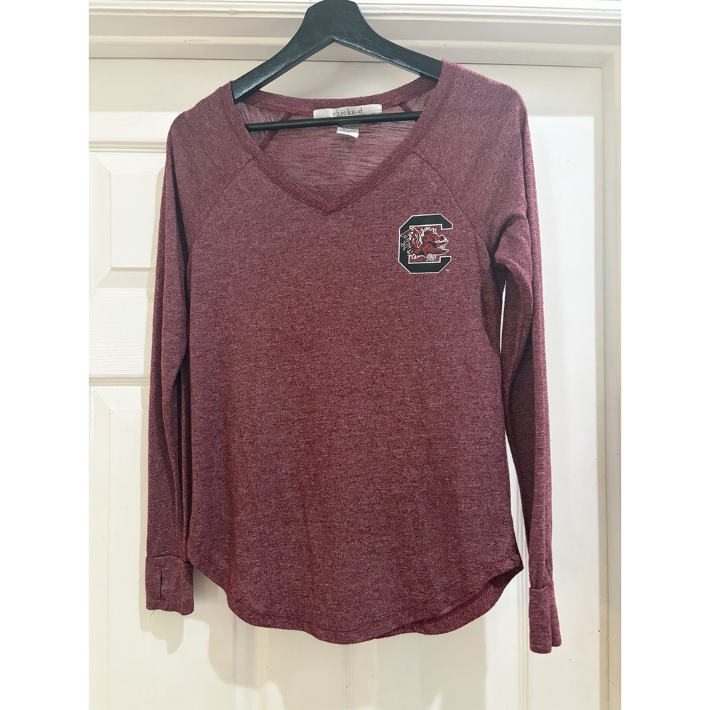 Chicka-d South Carolina Gamecocks Long Sleeve V-Neck Shirt Maroon Medium